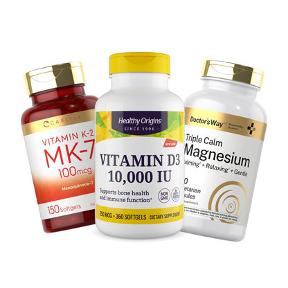 Combo Healthy Origins, D3, 10000IU, 360 Softgels + Doctor's Way Complexo de Magnésio, 150 Cápsulas Vegetarianas + Vitamina K2 MK-7, 100mcg , 150 softgels