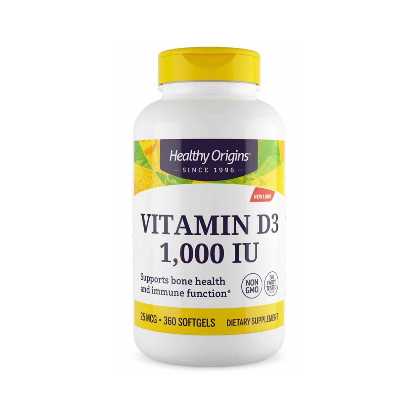 Healthy Origins Vitamina D3 1000 UI, 360 Cápsulas Softgel