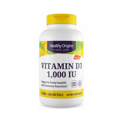 Healthy Origins Vitamina D3 1000 UI, 360 Cápsulas Softgel