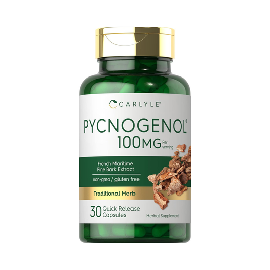Carlyle Pycnogenol 100mg, Extrato de Casca de Pinheiro Marítimo Francês (Pinus Pinaster), 30 Cápsulas