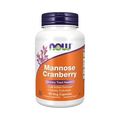 NOW Foods Supplements, Mannose Cranberry, Fórmula de Ação Dupla, 90 Cápsulas Vegetais