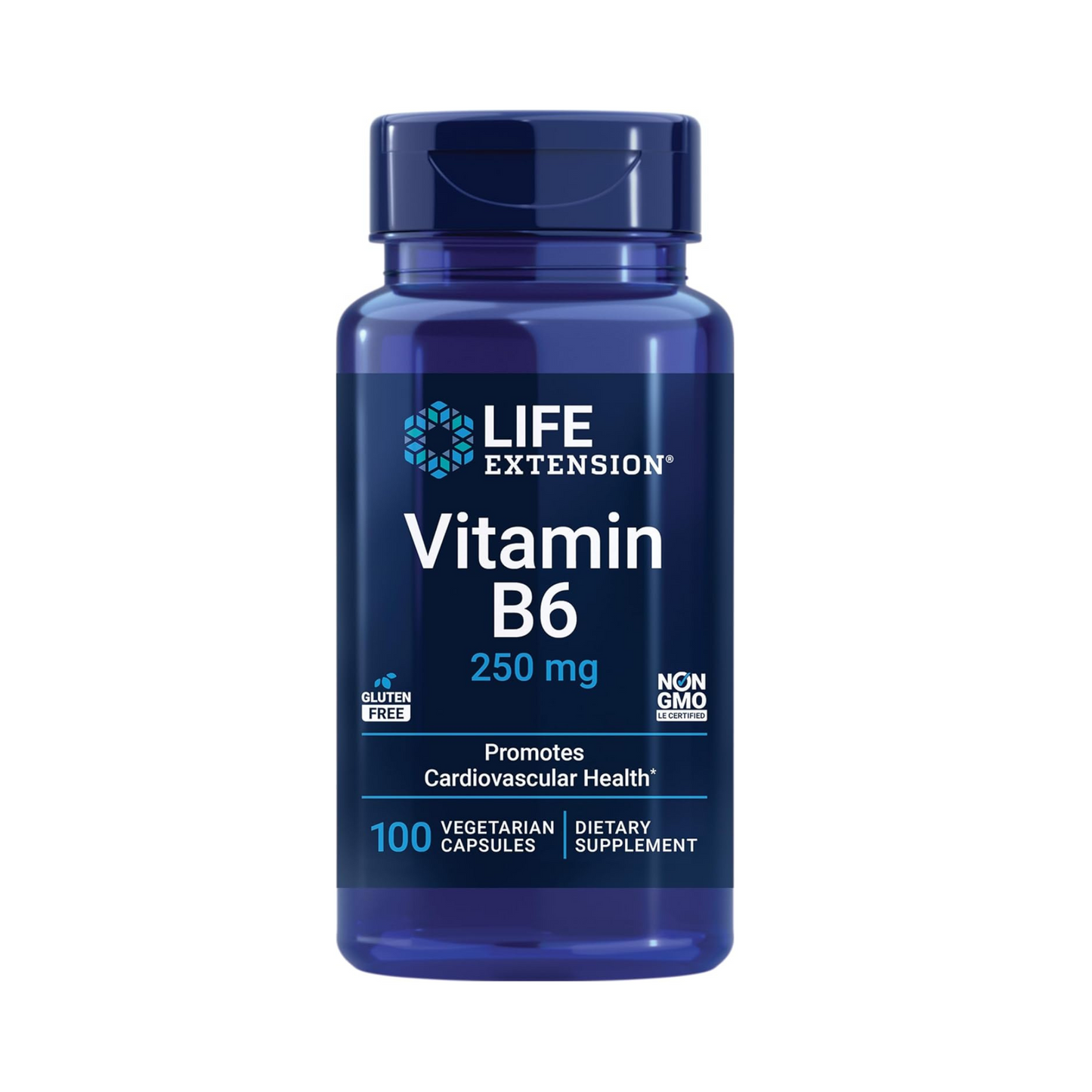 Life Extension Vitamina B6 250 mg, Alta Potência, 100 Cápsulas Vegetarianas