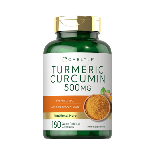 Carlyle Cúrcuma, Turmeric Curcumin, 500 mg, com Extrato de Pimenta-Preta, 180 Cápsulas