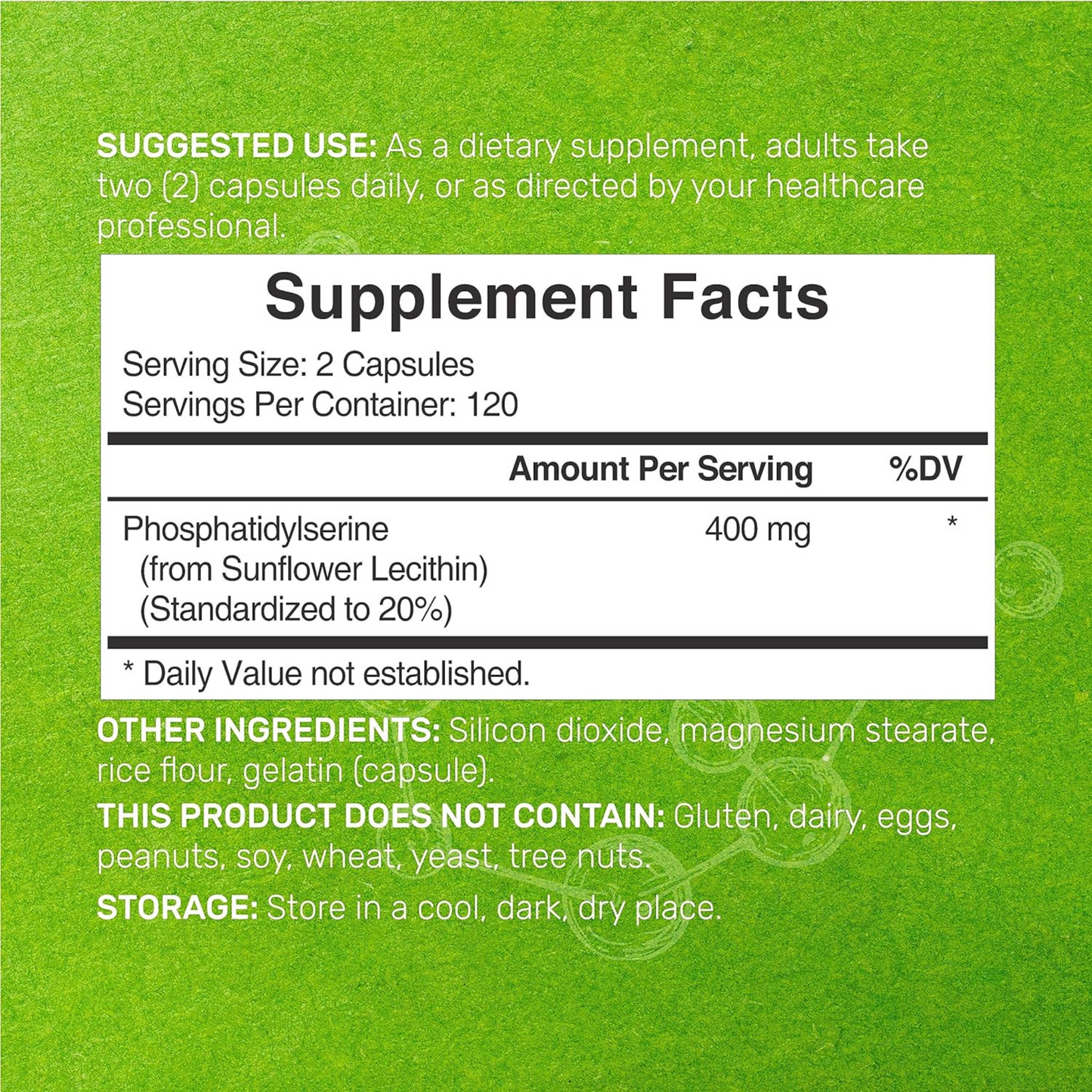 Deal Supplement Suplemento de Fosfatidilserina, Dose de 400 mg, 240 Cápsulas