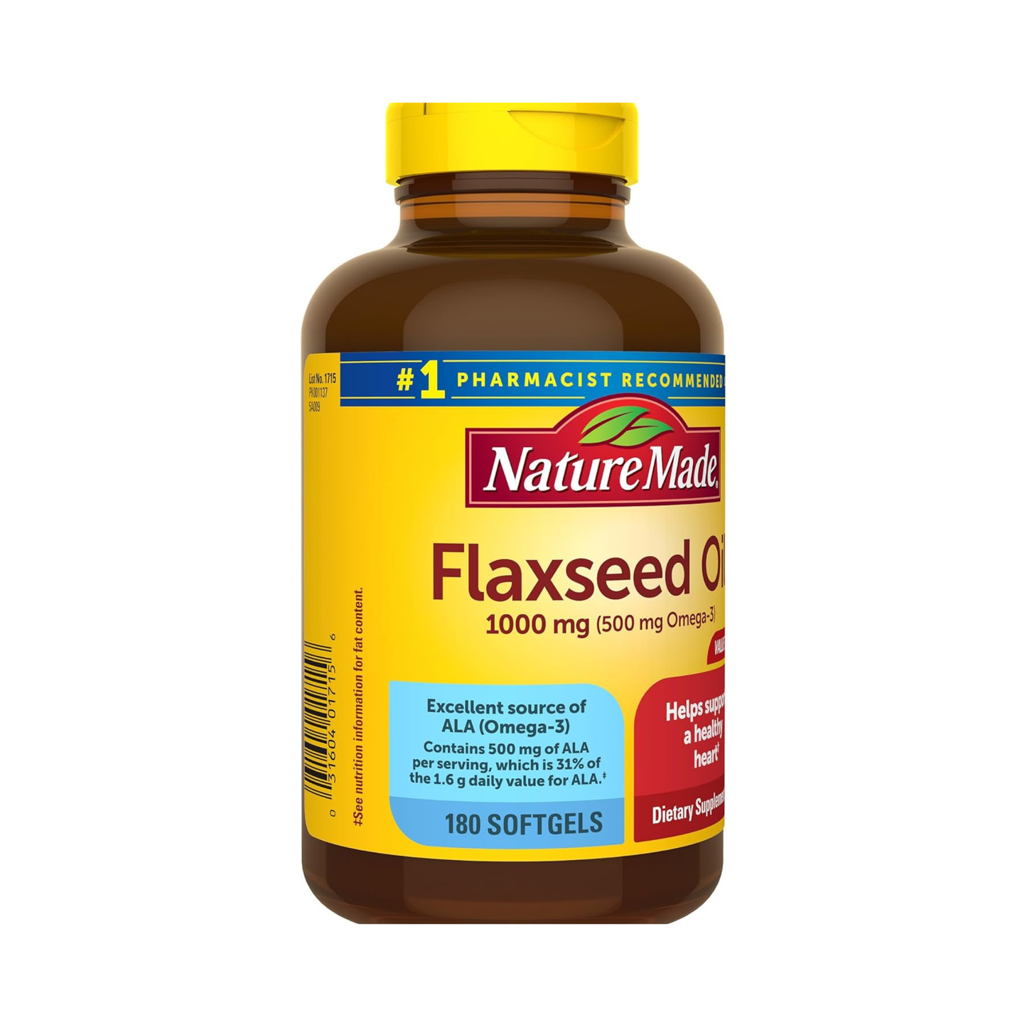 Nature Made Flaxseed Oil 1000 mg, 180 Softgels