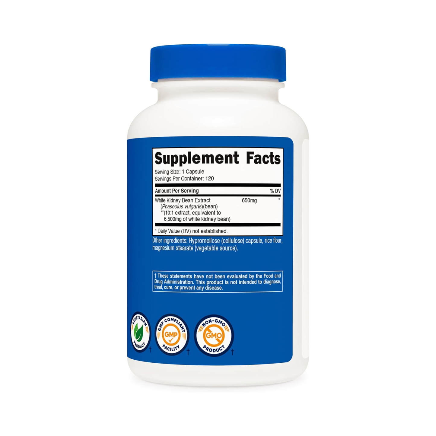 Nutricost White Kidney Bean Extract, Extrato de Feijão Branco, 120 Cápsulas Vegetarianas
