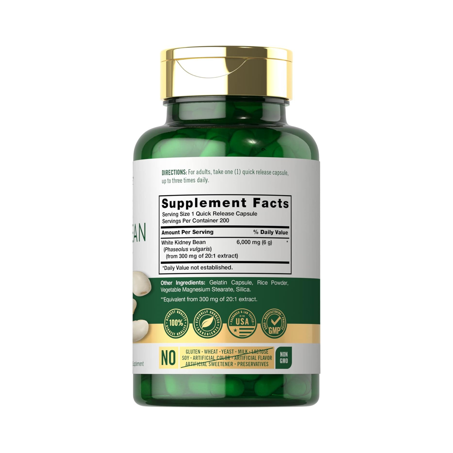 Carlyle White Kidney Bean Extract, Extrato de Feijão Branco, 200 Cápsulas