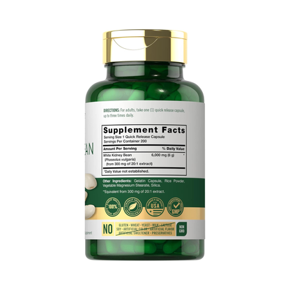 Carlyle White Kidney Bean Extract, Extrato de Feijão Branco, 200 Cápsulas