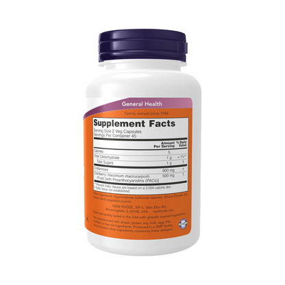 NOW Foods Supplements, Mannose Cranberry, Fórmula de Ação Dupla, 90 Cápsulas Vegetais