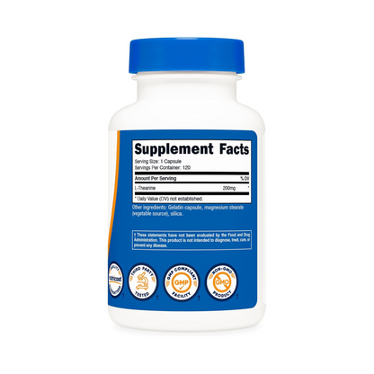 Nutricost L-Teanina 200 mg, 120 Cápsulas, Alta Potência, Sem Glúten e Sem OGM