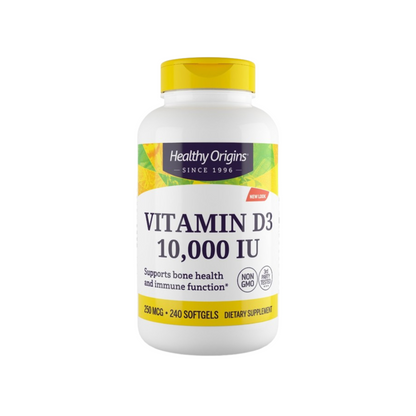 Combo Healthy Origins CoQ10 100mg (Kaneka Q10), 60 Softgels + Vitamina D3 1000UI, 240 Softgels
