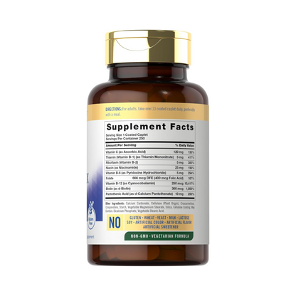 Carlyle Complexo de Vitamina B com Vitamina C, 250 Comprimidos