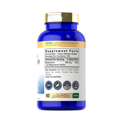 Carlyle Óxido de Magnésio Óxido 400mg, 180 Softgels