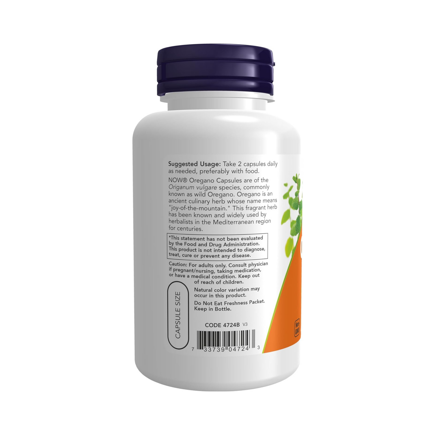 NOW Foods, Orégano (Origanum vulgare), 450 mg, 100 Cápsulas Vegetais