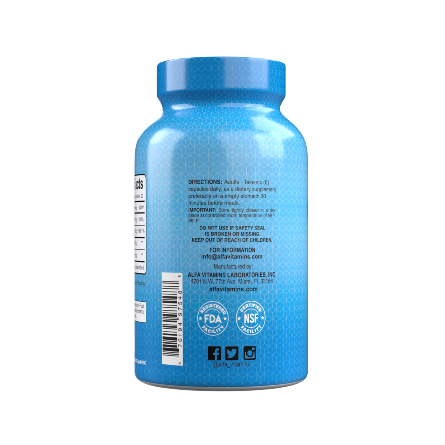 Suplemento Alfa Vitamins Colágeno C Hidrolisado com Biotina, Fórmula Premium, 120 Cápsulas
