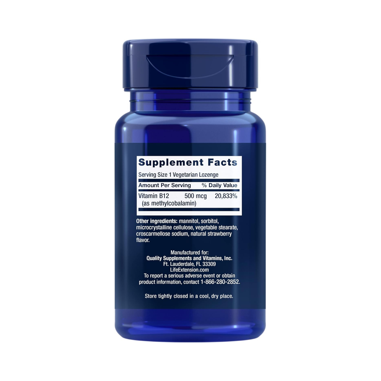 Combo 3x Life Extension Vitamina B12 Metilcobalamina 500 mcg, 100 Pastilhas Sublinguais