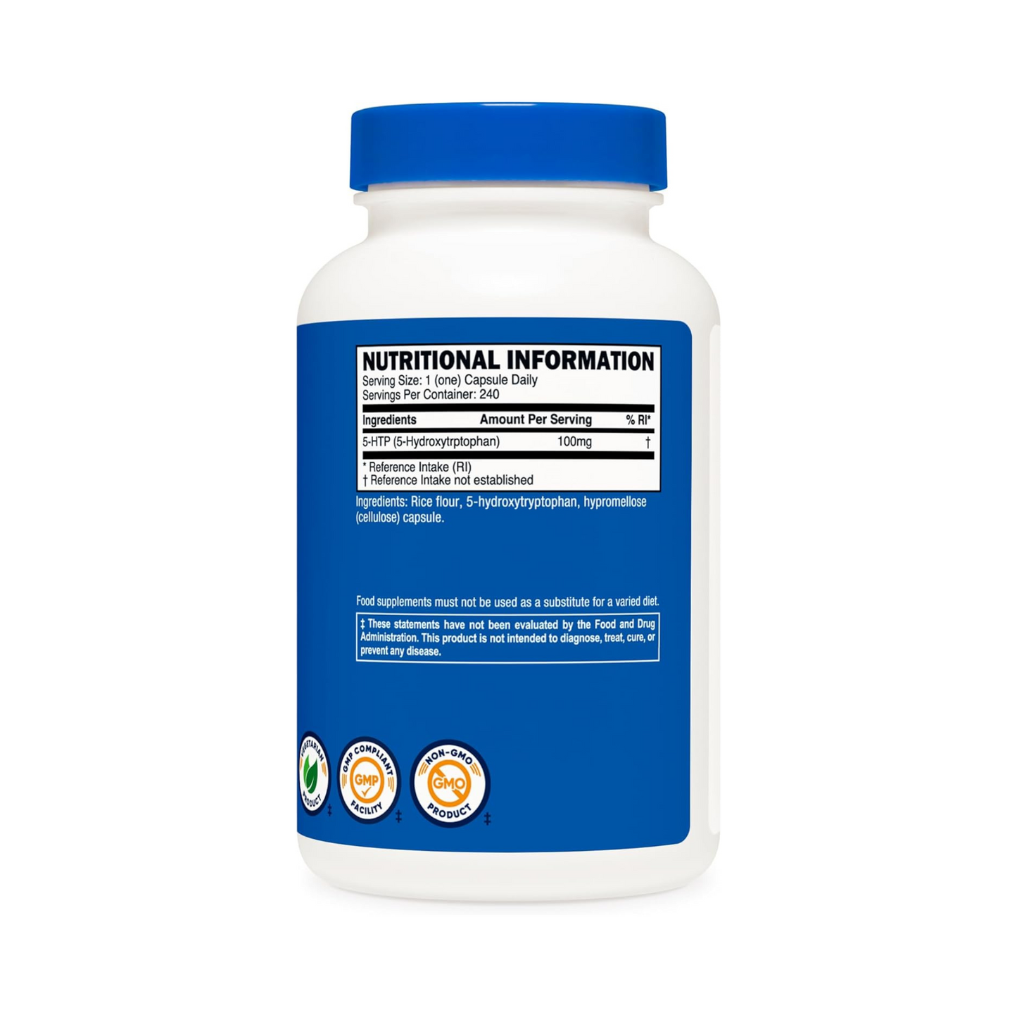 Nutricost 5-HTP 200mg, 5-Hidroxitriptofano, 240 Cápsulas Vegetarianas