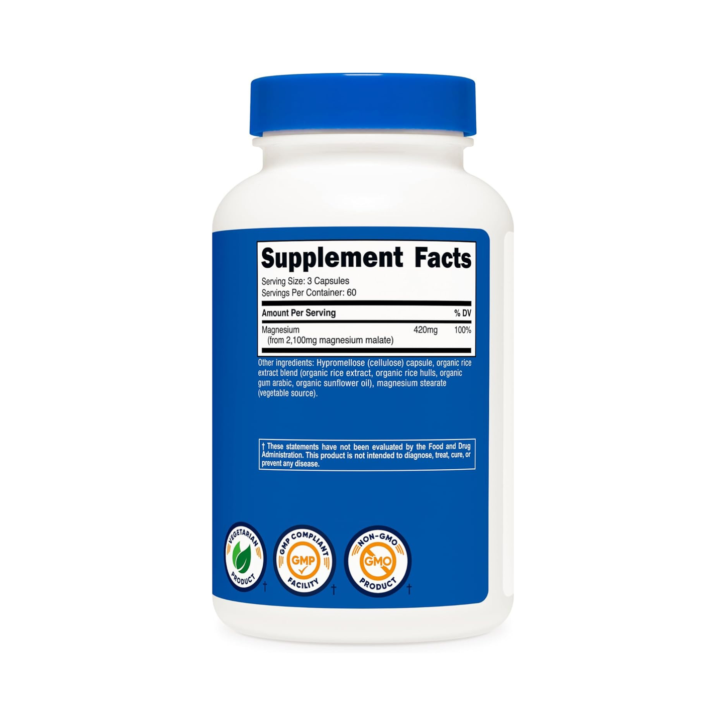 Nutricost Magnesium Malate 2.100 mg, 180 Cápsulas