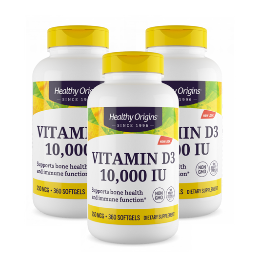 Combo 3 Healthy Origins Vitamina D3 10000 IU 360 Softgels