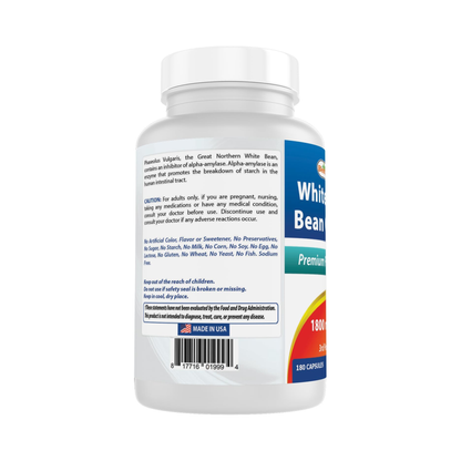 Best Naturals White Kidney Bean Complex 1800mg (Por Dose), 180 Cápsulas