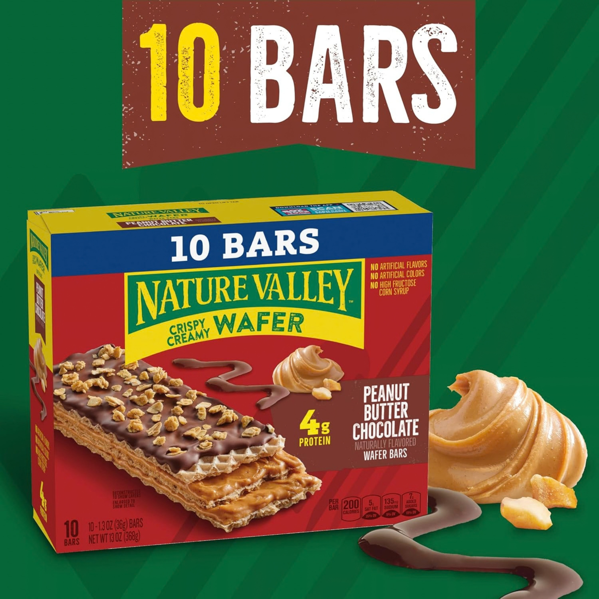 Nature Valley Barras Wafer Crocantes com Pasta de Amendoim e Chocolate 10 Unidades 369 g