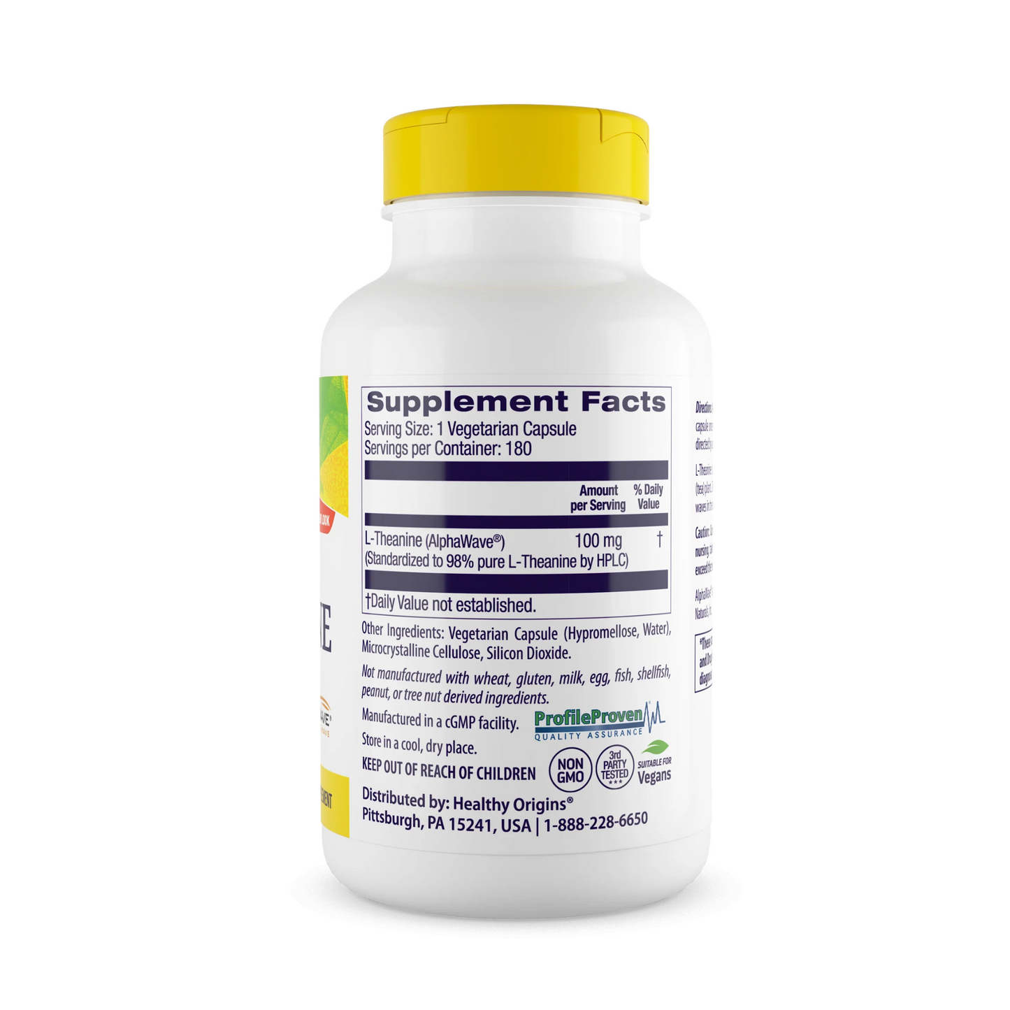 Healthy Origins L-Theanine 100 mg (AlphaWave®) 180 Vcaps
