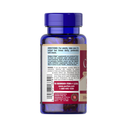 Puritan's Pride Premium Cranberry Fruit Concentrate 252mg (12,600mg equivalente) com Vitaminas C e E, 100 Cápsulas