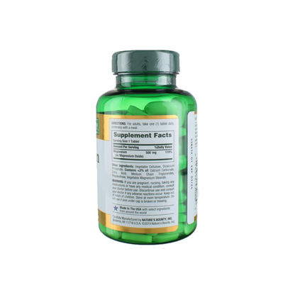 Nature's Bounty, Magnésio, 500 mg, 200 Comprimidos Revestidos