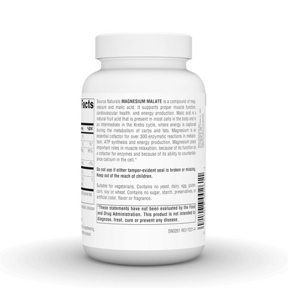 Combo 2 Source Naturals Magnesium Malate 3750mg por Porção (3 Comprimidos), 90 Comprimidos