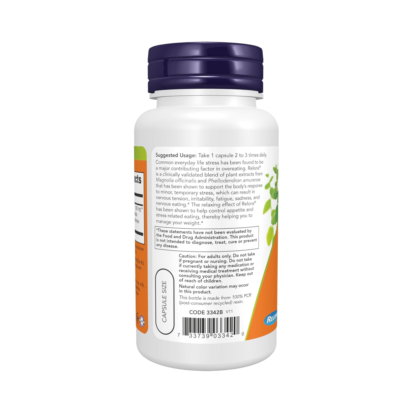 NOW Foods Relora 300mg, Extratos de Magnolia officinalis e Phellodendron amurense, 60 Cápsulas Vegetais