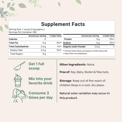 Micro Ingredients Inulina FOS Orgânica em Pó (Alcachofra de Jerusalém), 2,2 lb