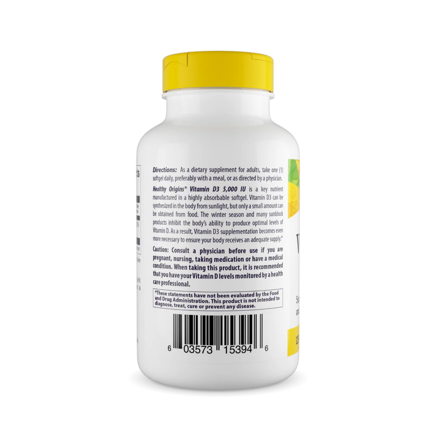 Healthy Origins Vitamina D3 (Com óleo MCT), 5000 UI, 360 Cápsulas Softgel