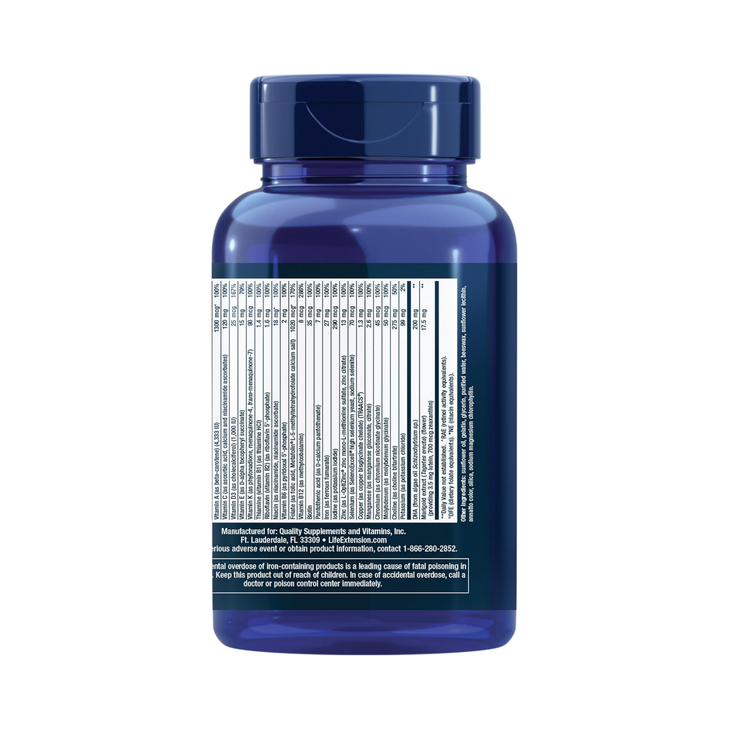 Life Extension Prenatal Advantage, Multivitamínico Pré-Natal Completo com Ômega-3, Ácido Fólico, Colina e Vitaminas Essenciais, 120 Softgels