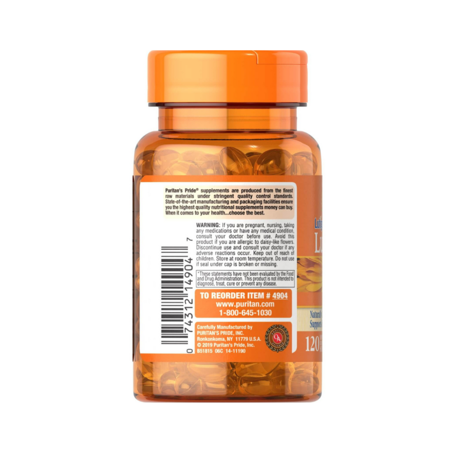 Puritan's Pride, Luteína 20 mg, 120 Cápsulas Gelatinosas de Zeaxantina