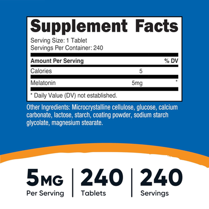 Combo 2x Nutricost Melatonina 5 mg, (5 mg por Dose), 240 Comprimidos