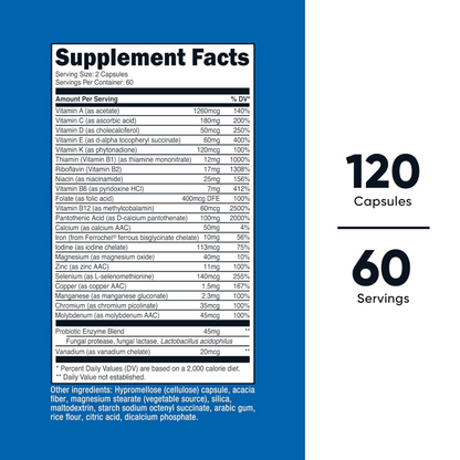 Nutricost Multivitamínico com Probióticos, 120 Cápsulas Vegetarianas