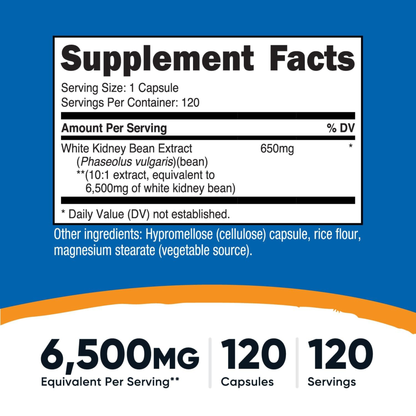 Nutricost White Kidney Bean Extract, Extrato de Feijão Branco, 120 Cápsulas Vegetarianas
