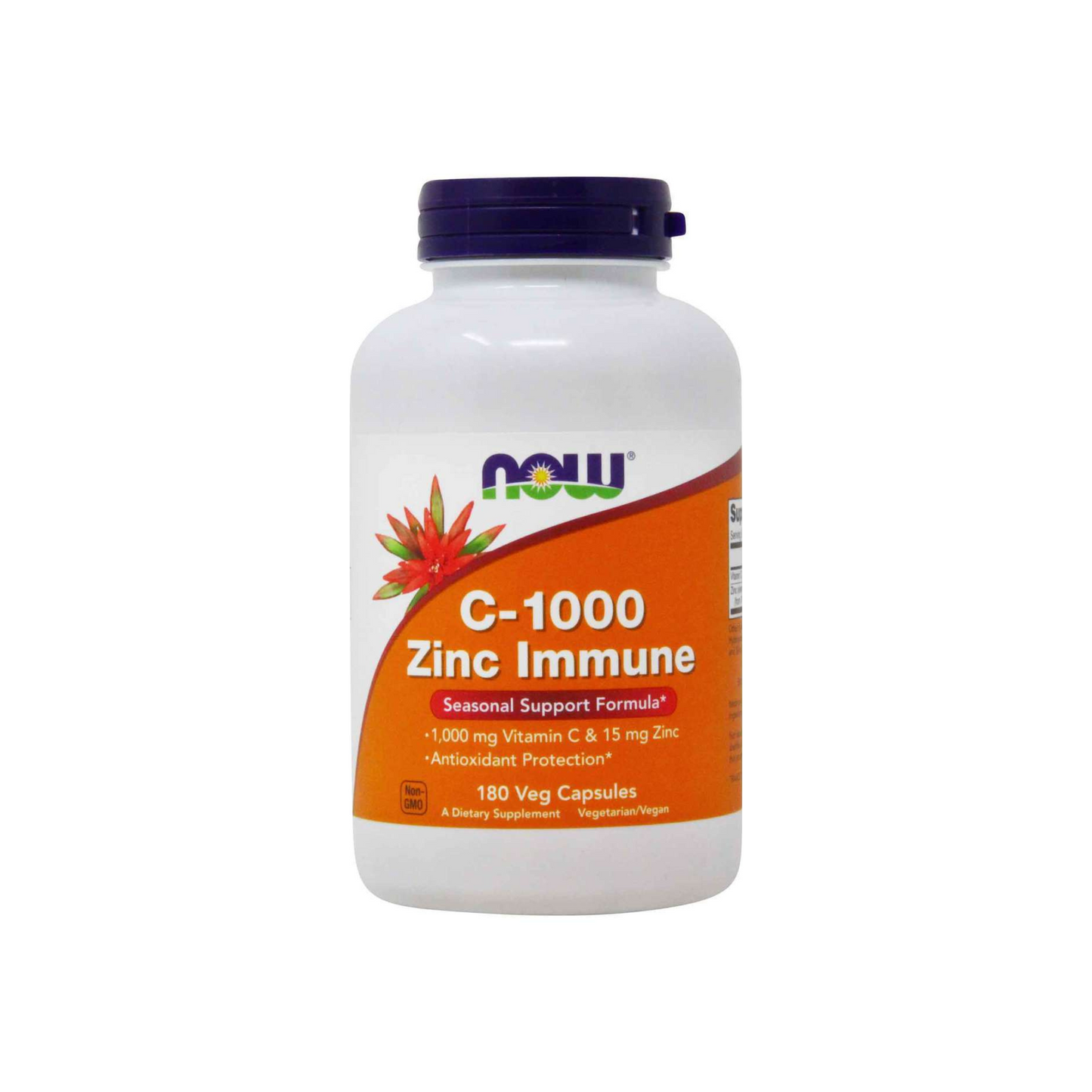 Now C-1000 Zinc Immune, Vitamina C, 1000 mg e Zinco, 15 mg, 180 Cápsulas Vegetais