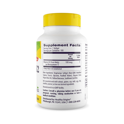 Combo 1 Healthy Origins Vitamina D3 10000IU - 360 Softgels + 1 Healthy Origins Vitamina K2 MK7 100 MCG - 180 Softgels + 1 Carlyle Curcumin 1000 MG - 180 Cápsulas