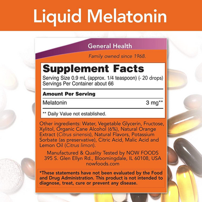 Now, Melatonina Líquida, 3 mg por Porção, 60 ml