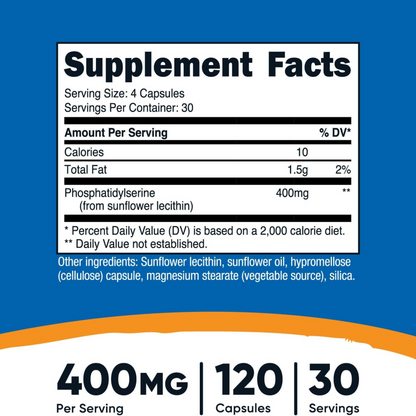 Nutricost Fosfatidilserina 400 mg, 120 Cápsulas