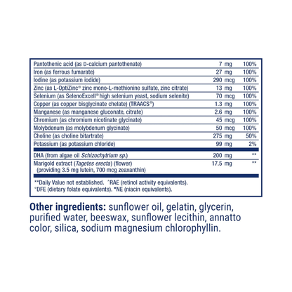 Life Extension Prenatal Advantage, Multivitamínico Pré-Natal Completo com Ômega-3, Ácido Fólico, Colina e Vitaminas Essenciais, 120 Softgels