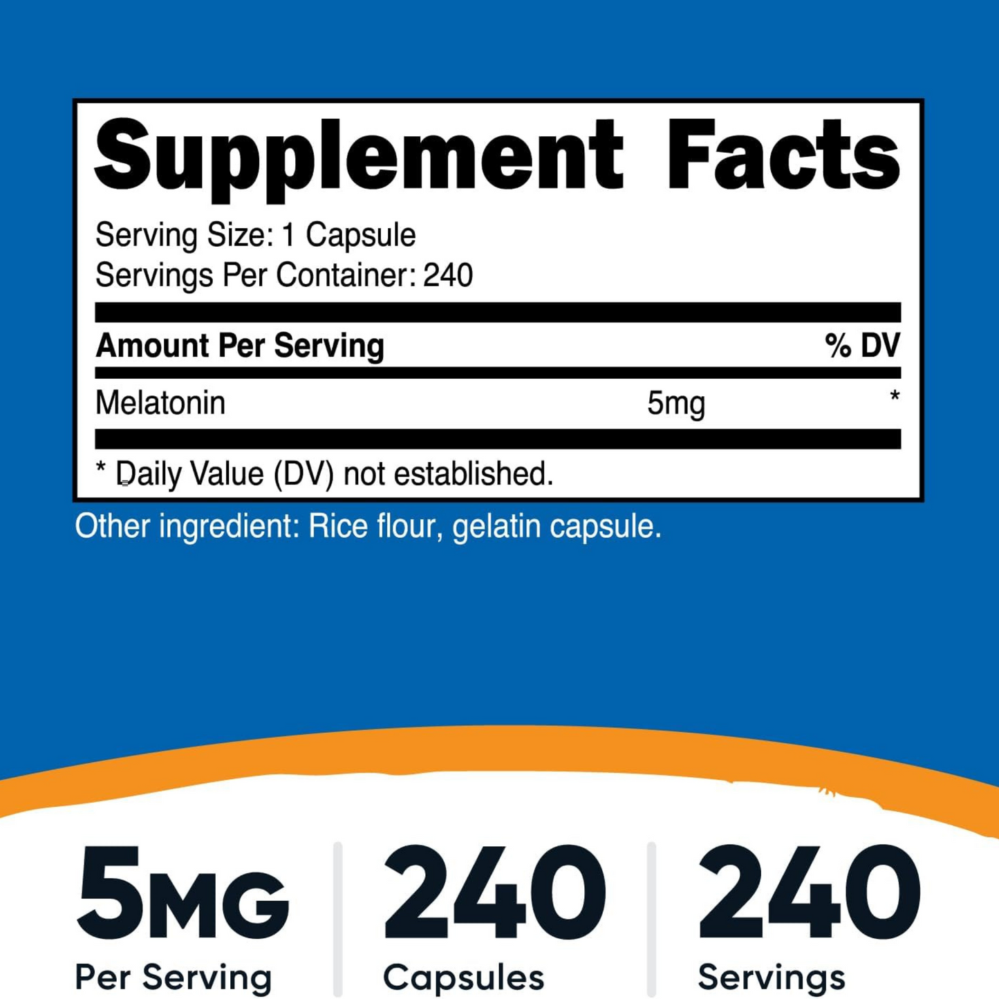 Nutricost Melatonina, 5mg - 240 Comprimidos