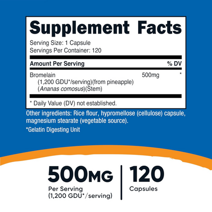 Nutricost Bromelina 500mg, 1200 GDU, 120 Cápsulas Vegetarianas