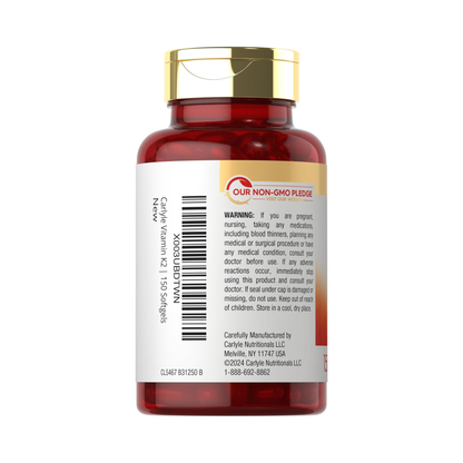 Combo 2 Healthy Origins Vitamina D3 10.000 UI, 360 Softgels + 2 Carlyle Vitamina K2 MK7 100 mcg, 150 Softgels