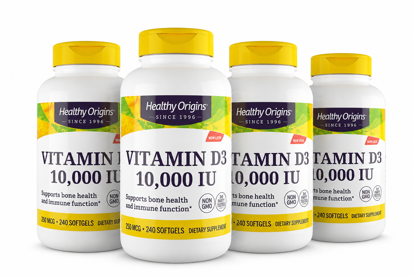 Combo 4 Potes Vitamina D3 Healthy Origins 10.000 UI 240 Cápsulas