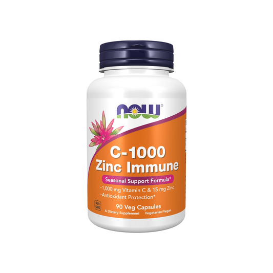Now C-1000 Zinc Immune, Vitamina C, 1.000MG e Zinco, 15MG, 90 Cápsulas Vegetais