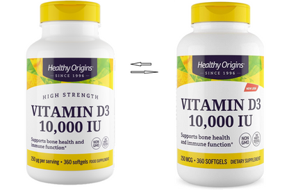 Combo 1 Healthy Origins Vitamina D3 10000IU - 360 Softgels + 1 Healthy Origins Vitamina K2 MK7 100 MCG - 180 Softgels + 1 Carlyle Curcumin 1000 MG - 180 Cápsulas